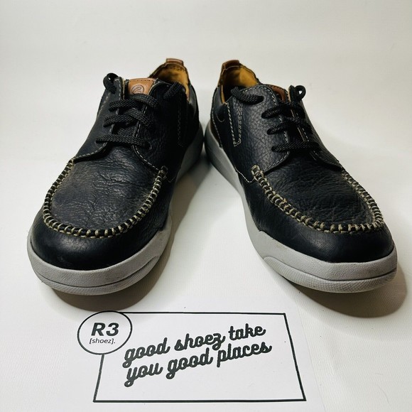 Clarks Lace Up Leather Slip-On Loafers Shoes Mens Sz 8.5 - Picture 2 of 7